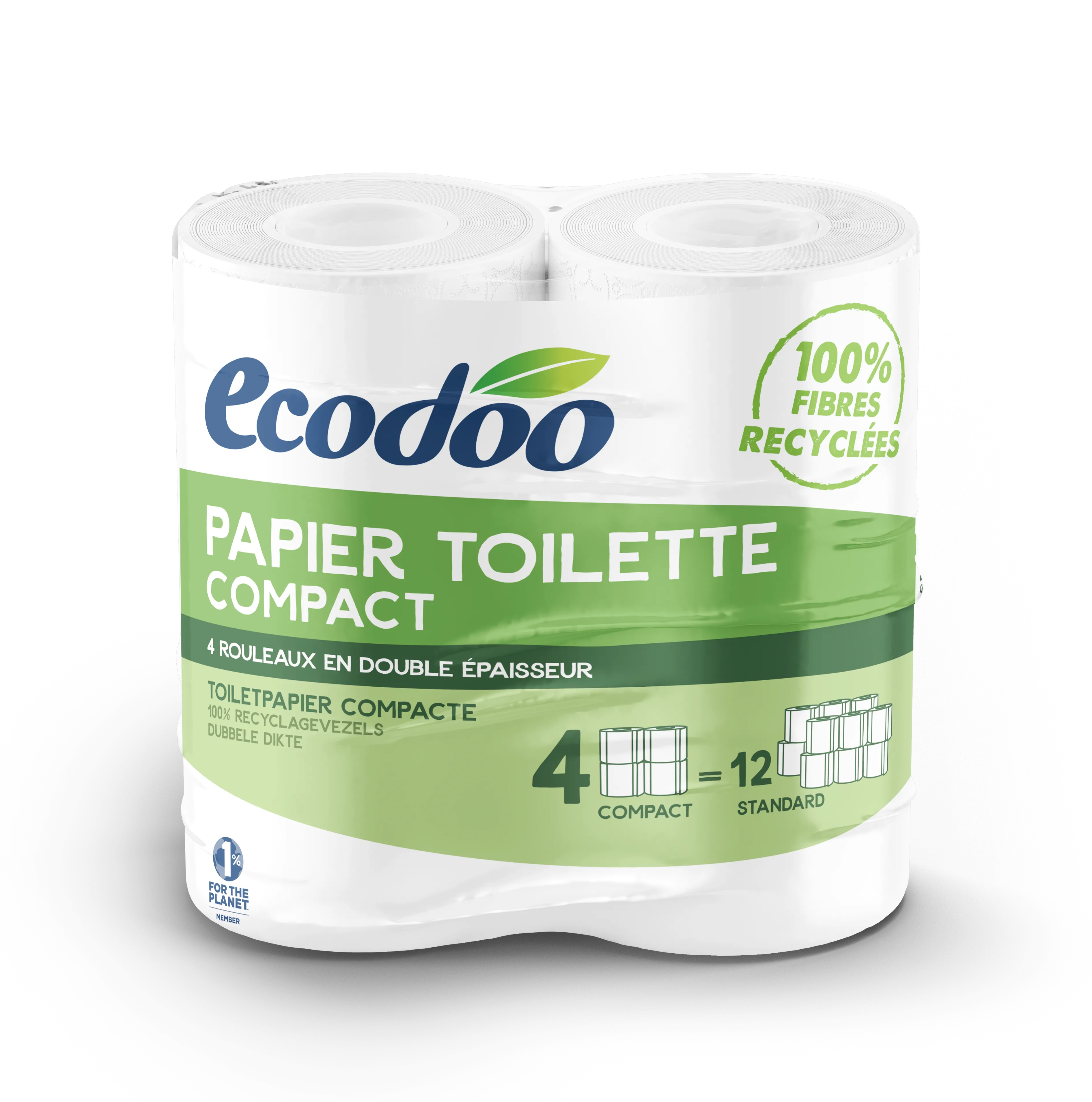 PAPIER TOILETTE COMPACT RECYCLE (x4) ECODOO