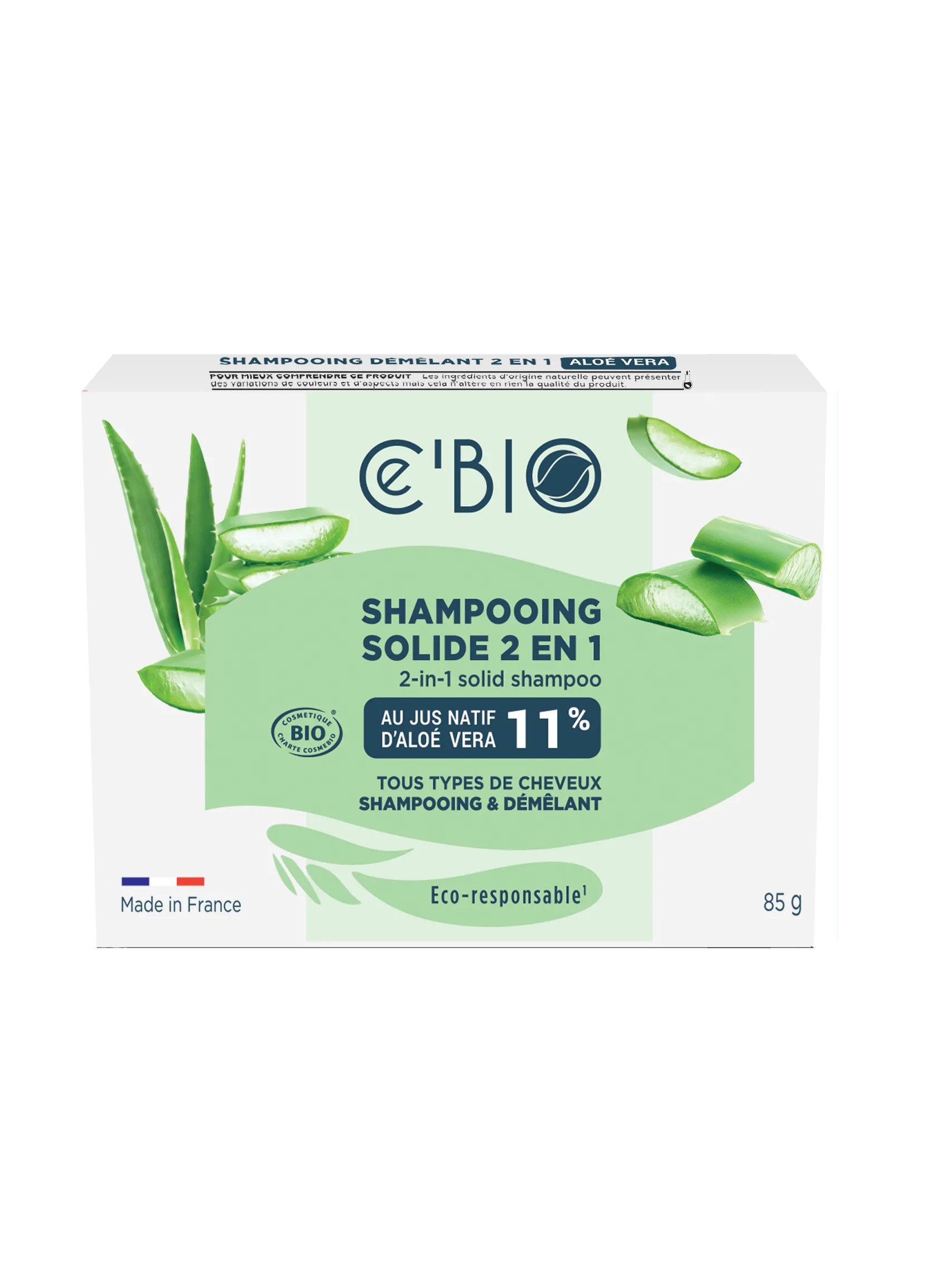 SHAMPOING SOLIDE 2 EN 1 ALOE VERA (85G) CEBIO GRAVIER LABORATOIRE