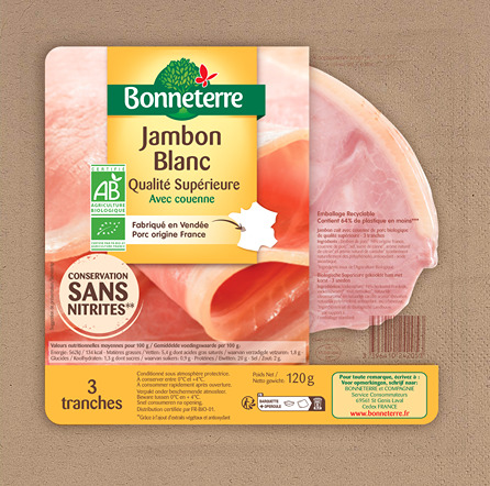 JAMBON SUPERIEUR BLANC AC 3TR (120G) S/NITRITE BONNETERRE