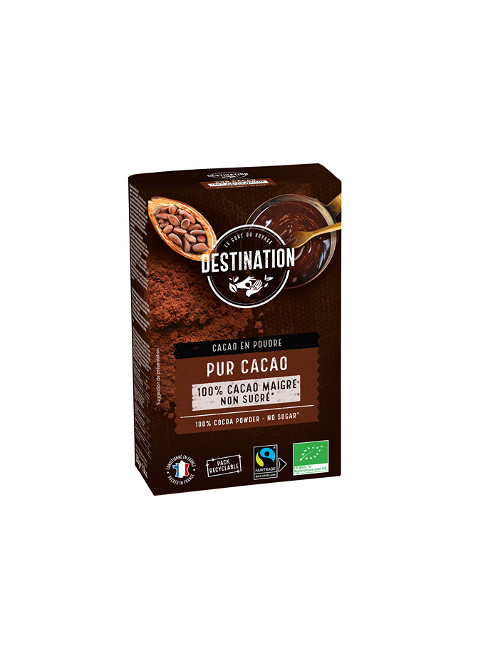 PUR CACAO MAIGRE EQUITABLE S/SUCRE AJOUTE (250G) DESTINATION