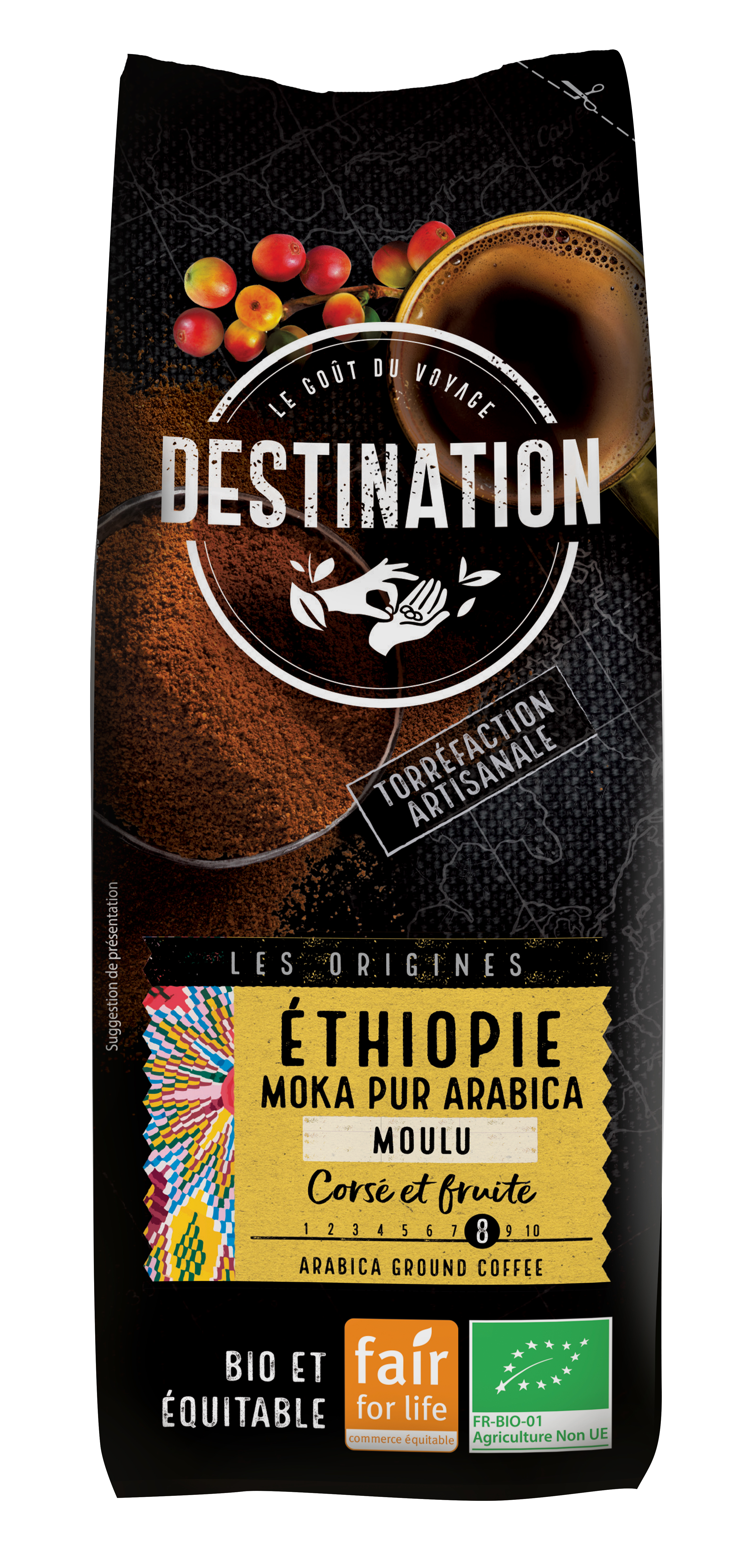 CAFÉ ETHIOPIE EQUITABLE MOKA PUR ARABICA MOULU (250G) DESTINATION 